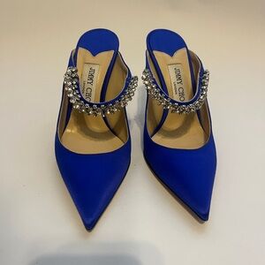 Jimmy Choo Royal Blue Jeweled Mule Pumps